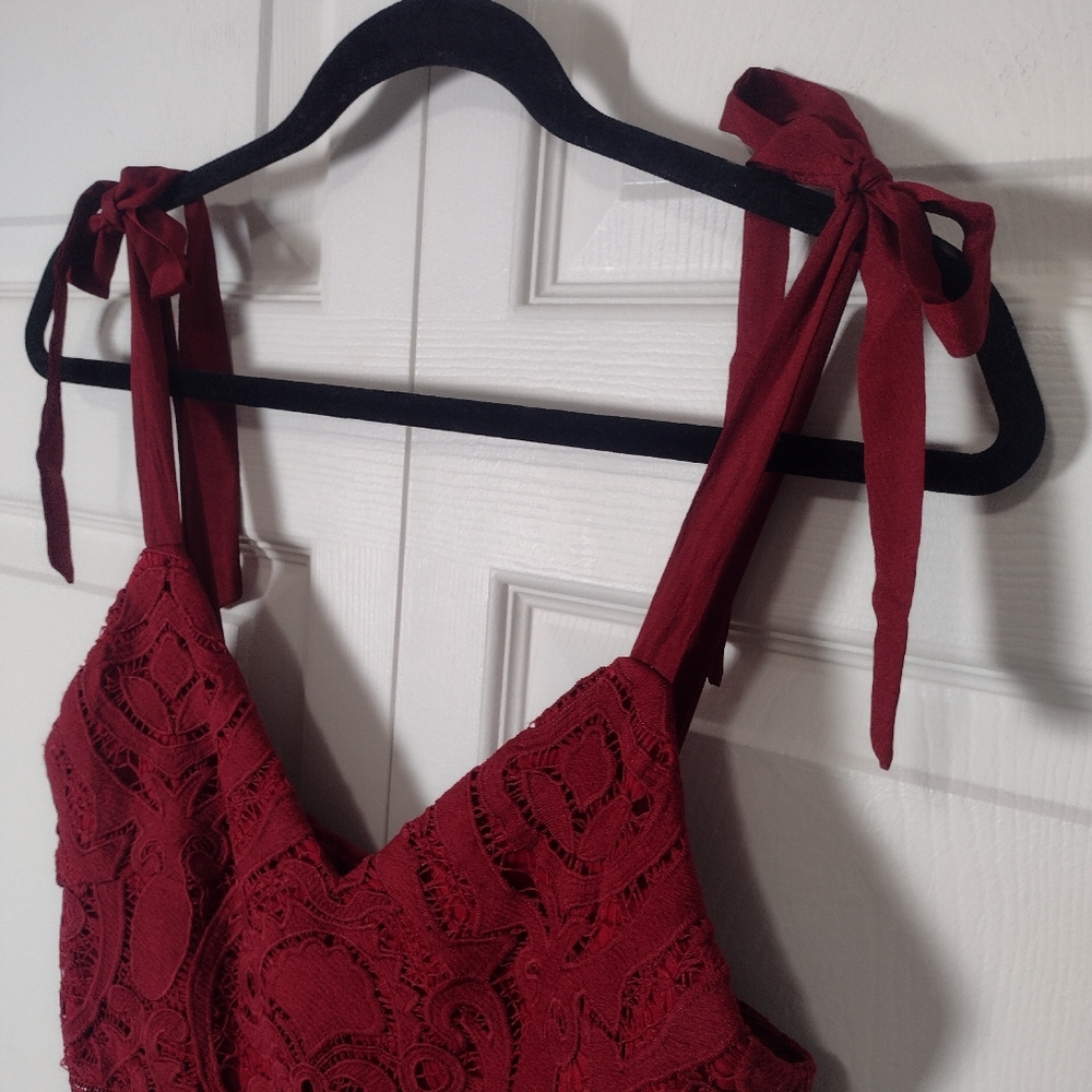 Two Sisters the Label Red Lace Valentina High Low Midi Dress Size 4 - Picture 5 of 16